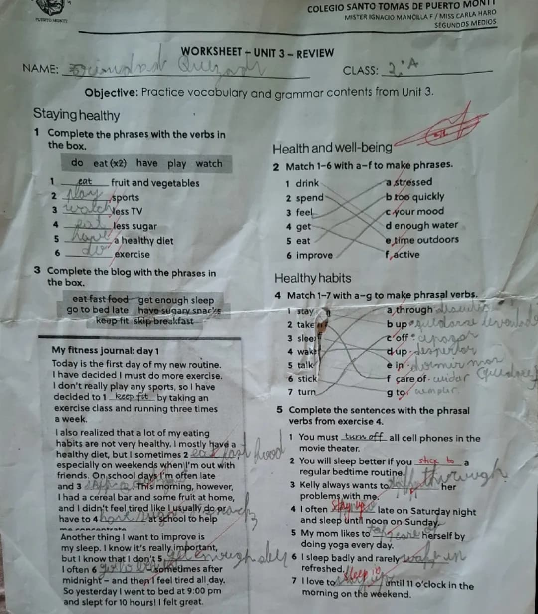 # COLEGIO SANTO TOMAS DE PUERTO MONTT
# MISTER IGNACIO MANCILLA HARO / MISS CARLA HARO
# SEGUNDOS MEDIOS

# WORKSHEET - UNIT 3 - REVIEW

NAM