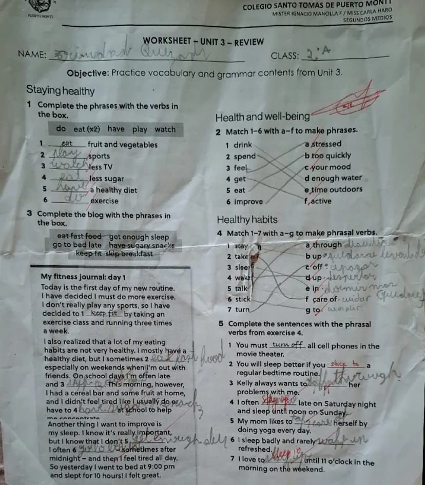 # COLEGIO SANTO TOMAS DE PUERTO MONTT
# MISTER IGNACIO MANCILLA HARO / MISS CARLA HARO
# SEGUNDOS MEDIOS

# WORKSHEET - UNIT 3 - REVIEW

NAM