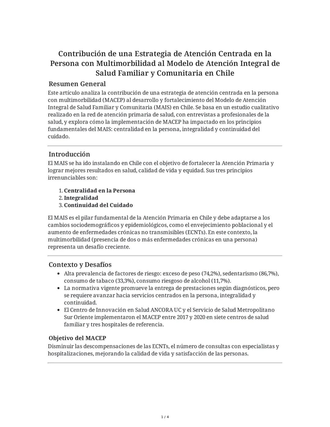 How MACEP Supports MAIS Development in Chile