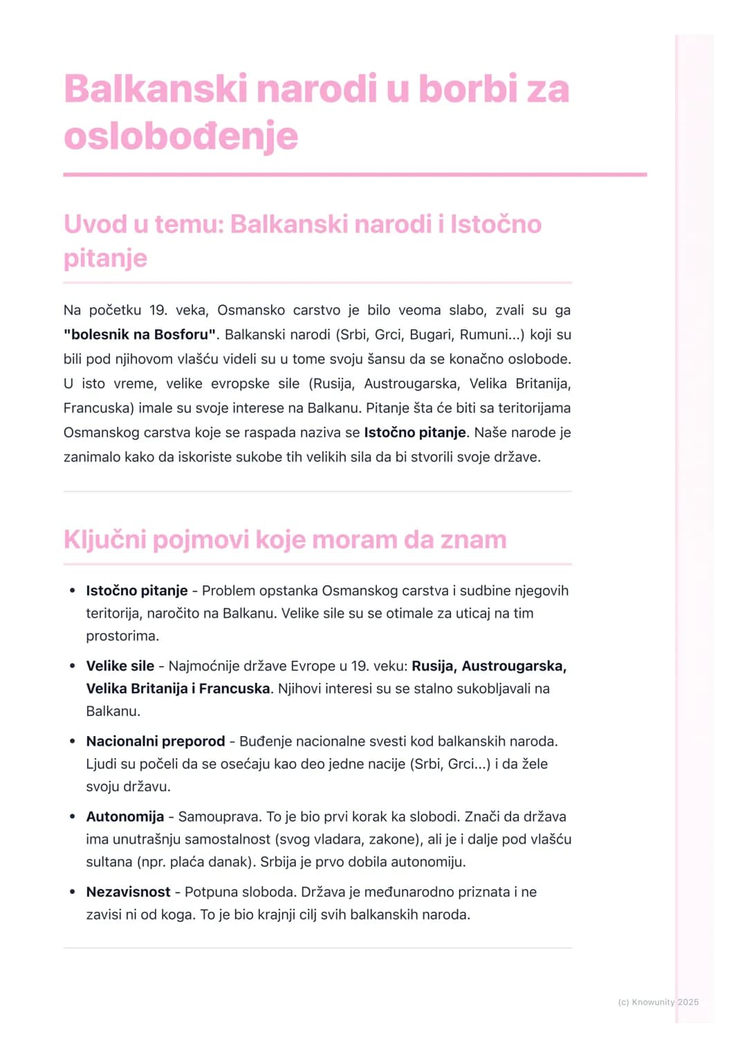 # Balkanski narodi u borbi za
oslobođenje

Uvod u temu: Balkanski narodi i Istočno
pitanje

Na početku 19. veka, Osmansko carstvo je bilo ve