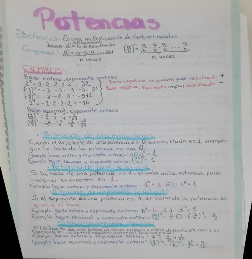 # ·Potencia de una potencia:
Para resolver la potencia de una potencia se conserva la base y
se multiplican los exponentes.
Ejemplo base rac