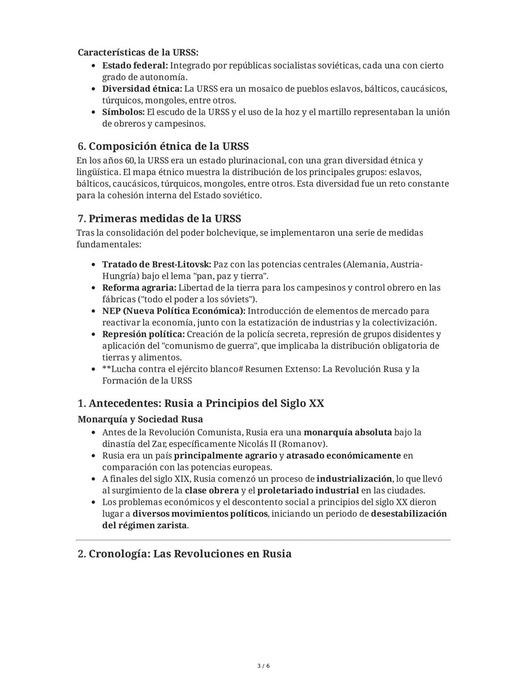 Resumen Extenso: Revolución Rusa y Formación de la URSS
1. Antecedentes: Rusia a principios del siglo XX
A inicios del siglo XX, Rusia era u