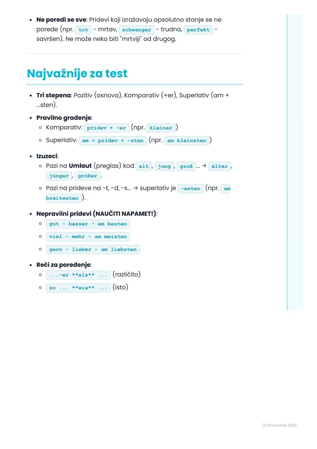 # Komparacija prideva

## Uvod u komparaciju prideva

Komparacija prideva (poređenje prideva) se koristi da bismo uporedili
osobe, stvari il