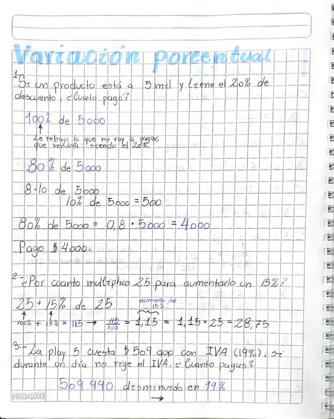Porcentajes
¿Cómo escriber porcentaje en fracción?
X% = \frac{X}{100}
¿Cómo calcular el porcentaje de un número?
X% de A = \frac{X \cdot A}{