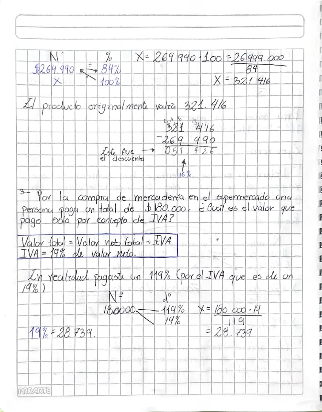 Porcentajes
¿Cómo escriber porcentaje en fracción?
X% = \frac{X}{100}
¿Cómo calcular el porcentaje de un número?
X% de A = \frac{X \cdot A}{