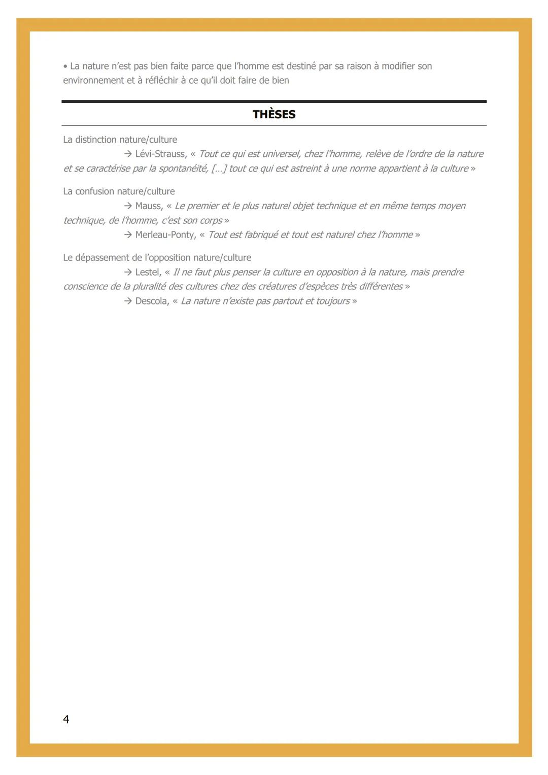 # 1 - LA NATURE

INTRODUCTION

Nature Culture → confus

Nature => ce qui se développe spontanément + Culture => ce que l'homme a transformé
