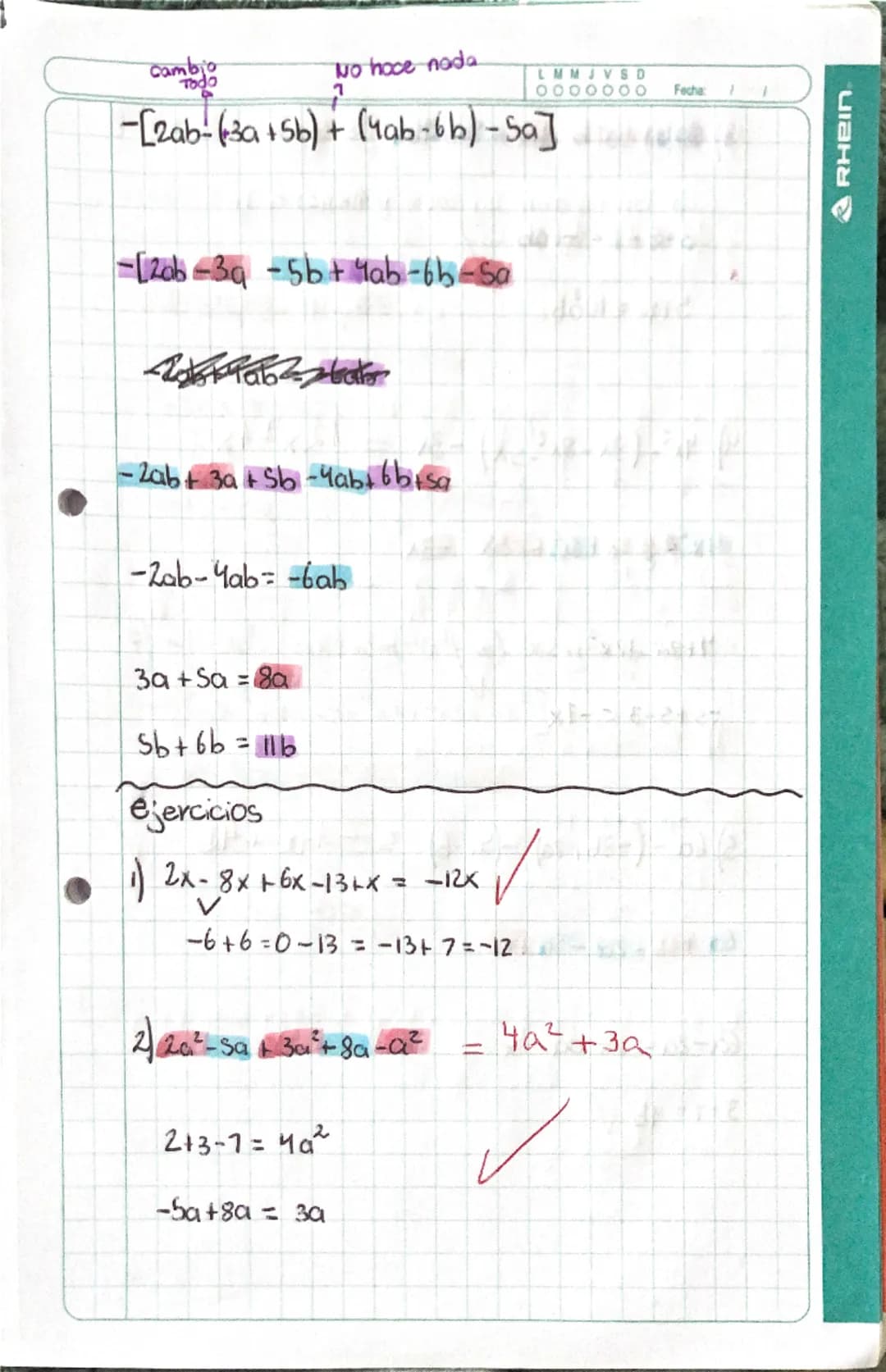 AlGebra
LMMJVSD
0000000
Face 01/04/25
término algebraico
2ab
factor literal
Coeficiente numérico
Expresión 2ab + 3ac -5
Algebraica
termino
A