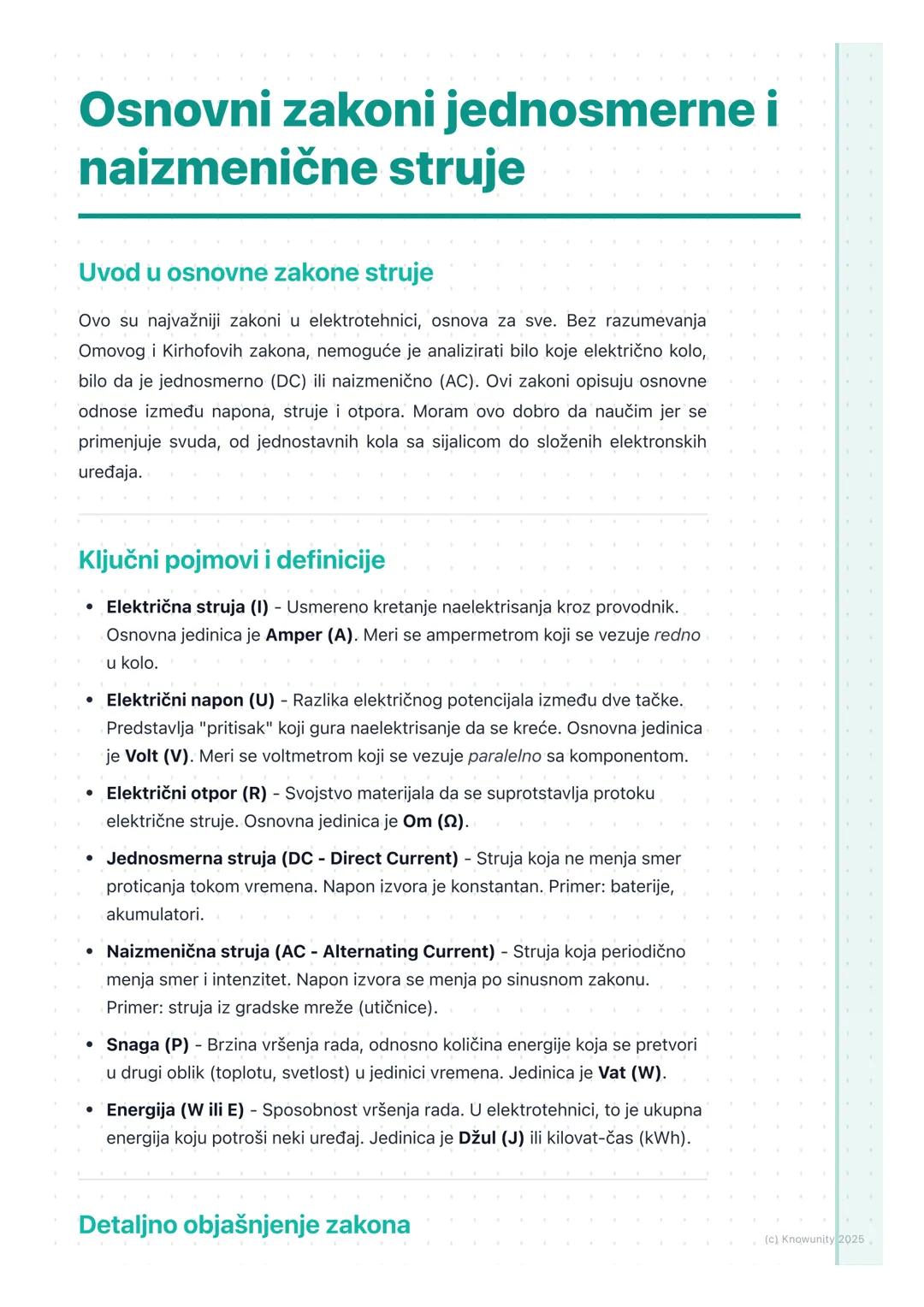 # Osnovni zakoni jednosmerne i
naizmenične struje

Uvod u osnovne zakone struje

Ovo su najvažniji zakoni u elektrotehnici, osnova za sve. B