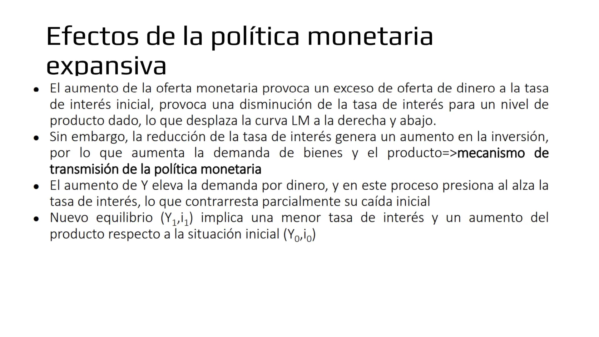 ## Modelo IS-LM # Demanda de bienes

- Ahora veremos como las políticas macroeconómicas afectan la demanda agregada y por
lo tanto, el produ