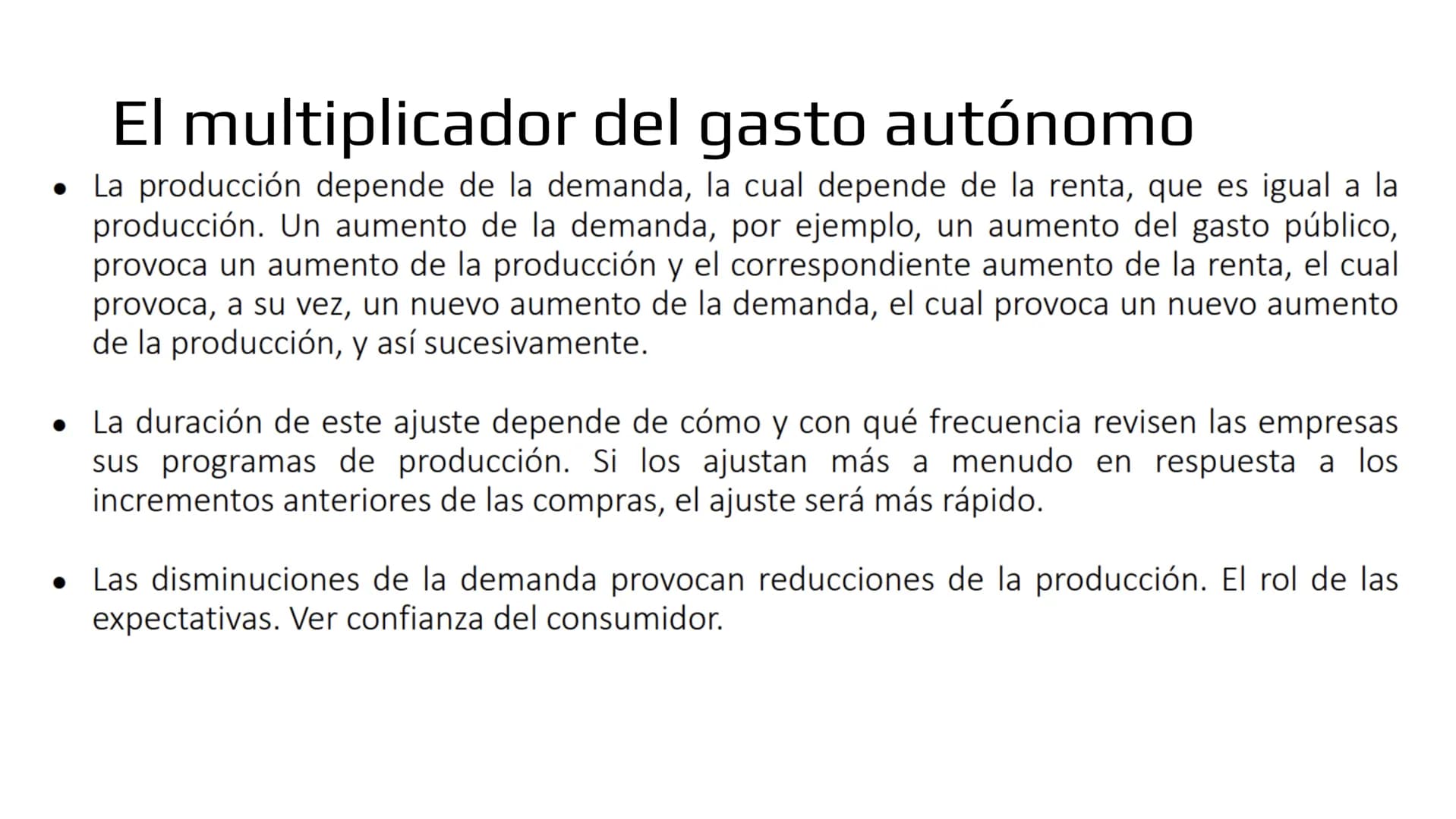## Modelo IS-LM # Demanda de bienes

- Ahora veremos como las políticas macroeconómicas afectan la demanda agregada y por
lo tanto, el produ