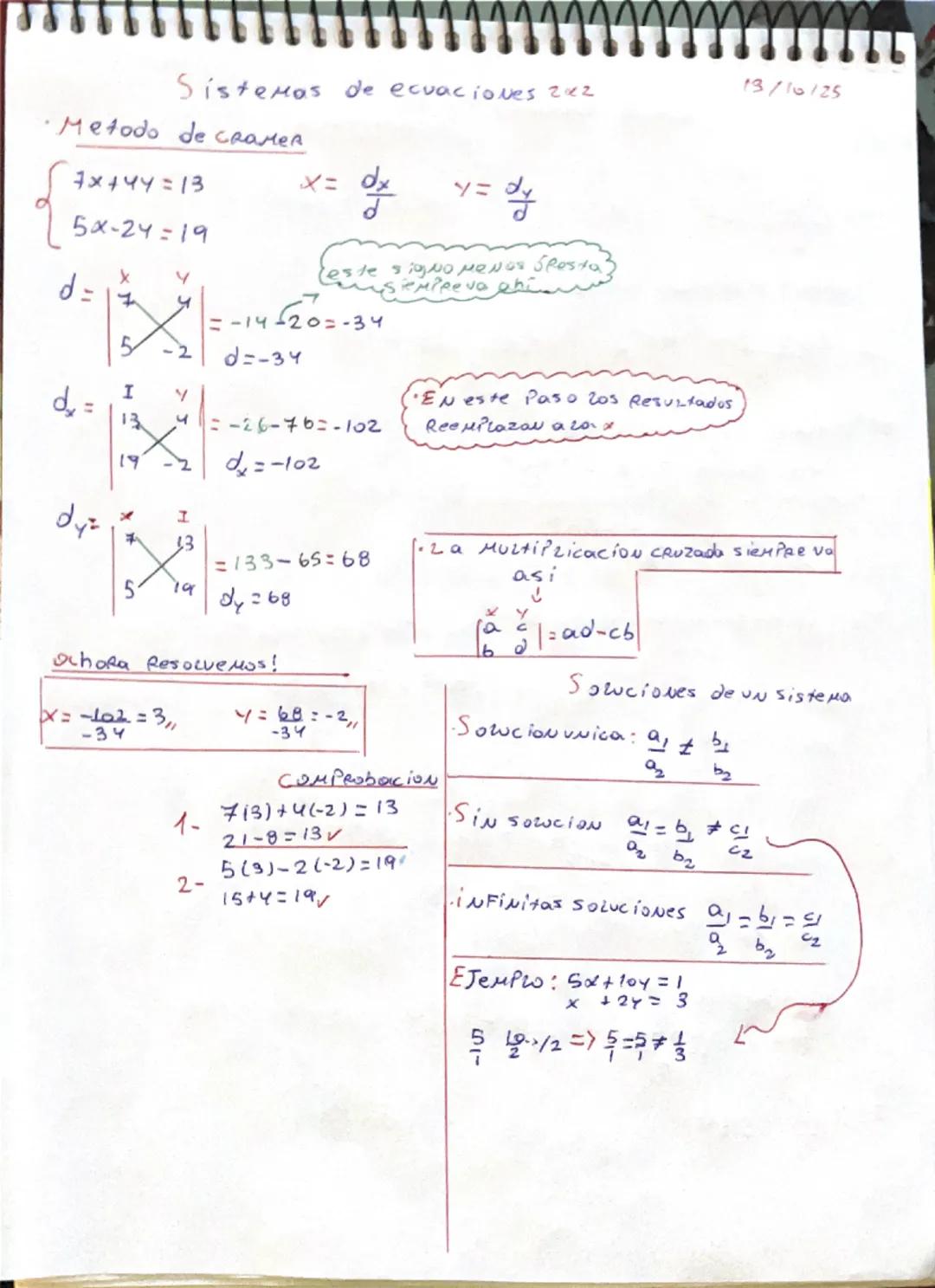 Método de cramer sistemas de ecuaciones 2x2