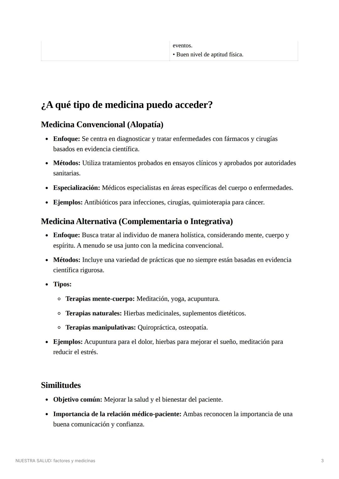 # NUESTRA SALUD: factores y
medicinas

¿Qué es la salud?:

"La salud es un estado de completo bienestar físico, mental y social, y no solame