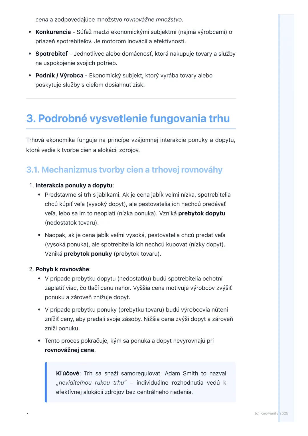 # Trhová ekonomika a jej
mechanizmy

1. Prehľad trhovej ekonomiky

Trhová ekonomika je ekonomický systém, kde o alokácii zdrojov a výrobe
to