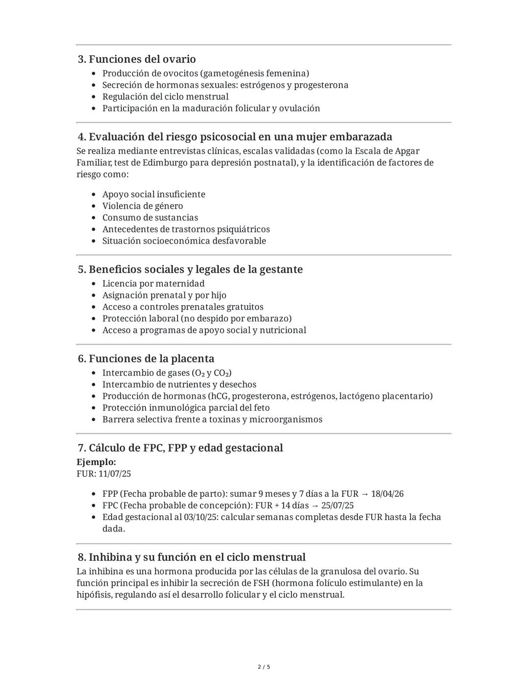 CUESTIONARIO DE REPASO DE PRIMERA CÁTEDRA
OBSTETRICIA FISIOLÓGICA
A continuación se presenta un resumen detallado y explicativo de cada una 
