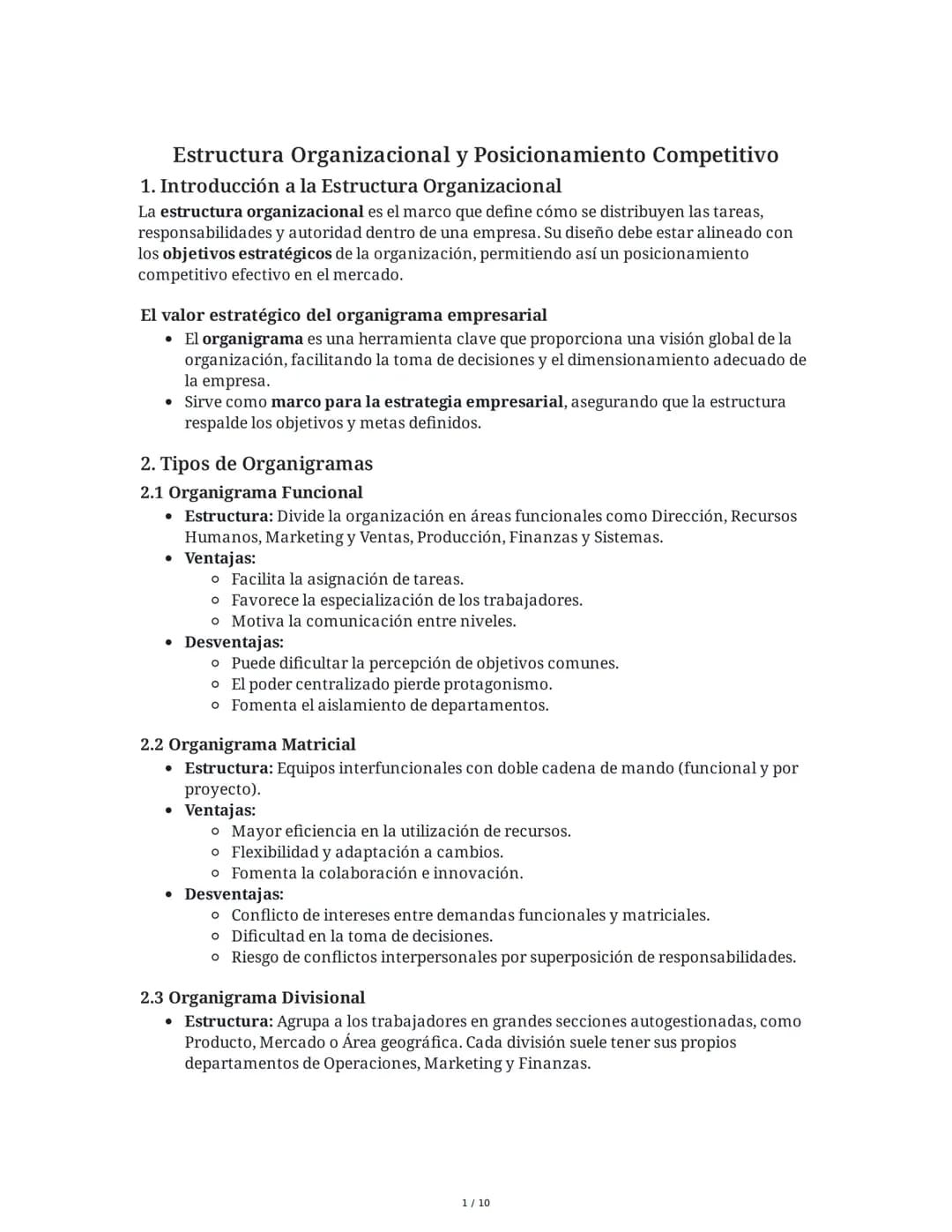 Estructura Organizacional y Competitividad