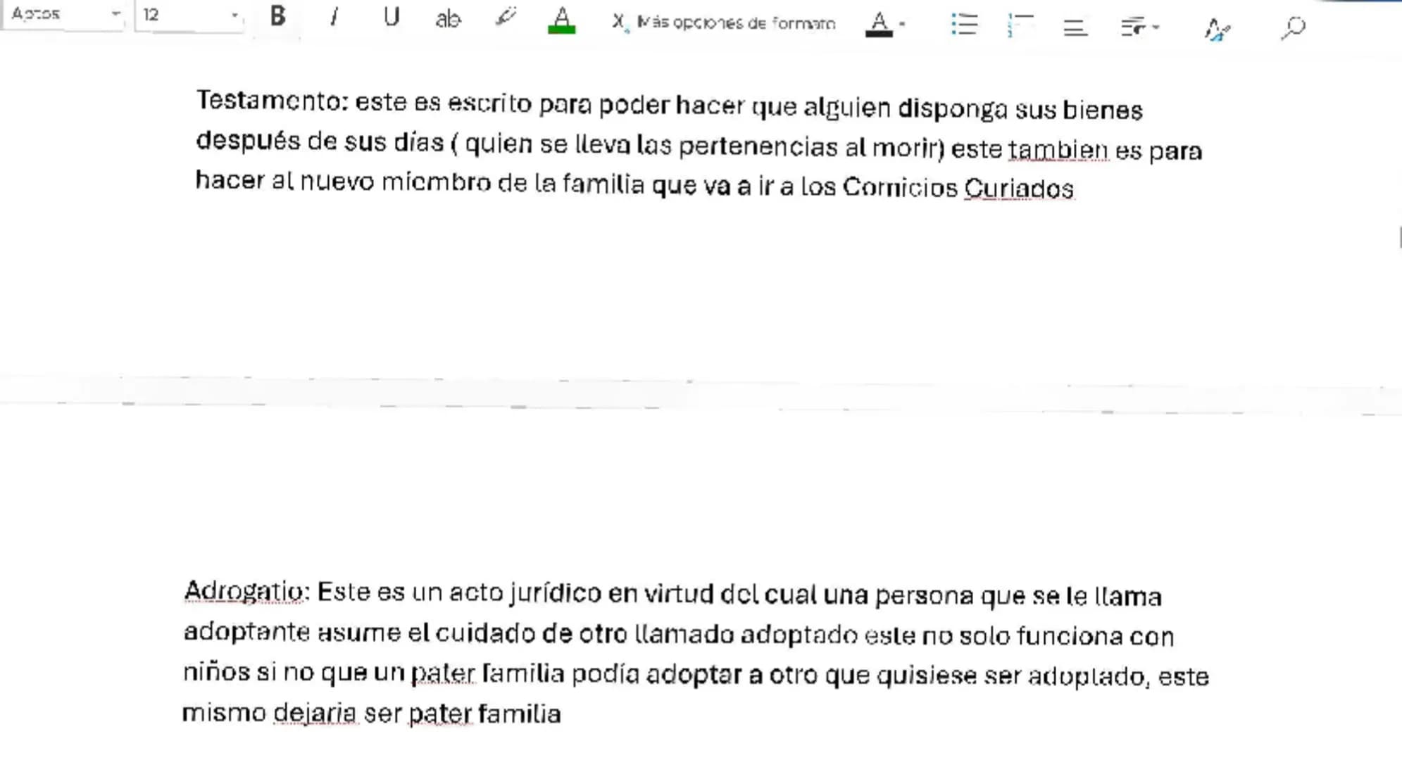 Archivo
Ir cio
Insertar
Disposición Dibujar
Revisión
Vista
ACTOS
12
B I U
X, Más opciones ce formato
A
A

# Derecho Romano

Cuando se habla 
