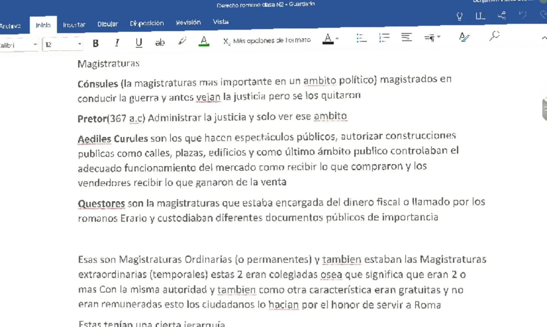 Archivo
Ir cio
Insertar
Disposición Dibujar
Revisión
Vista
ACTOS
12
B I U
X, Más opciones ce formato
A
A

# Derecho Romano

Cuando se habla 