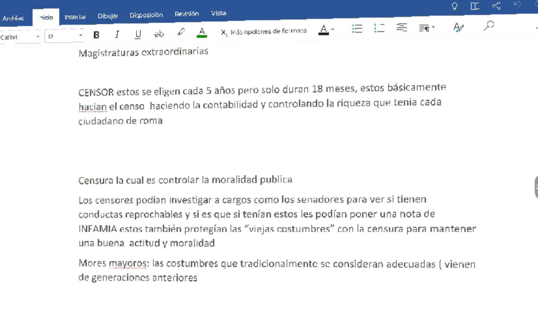 Archivo
Ir cio
Insertar
Disposición Dibujar
Revisión
Vista
ACTOS
12
B I U
X, Más opciones ce formato
A
A

# Derecho Romano

Cuando se habla 