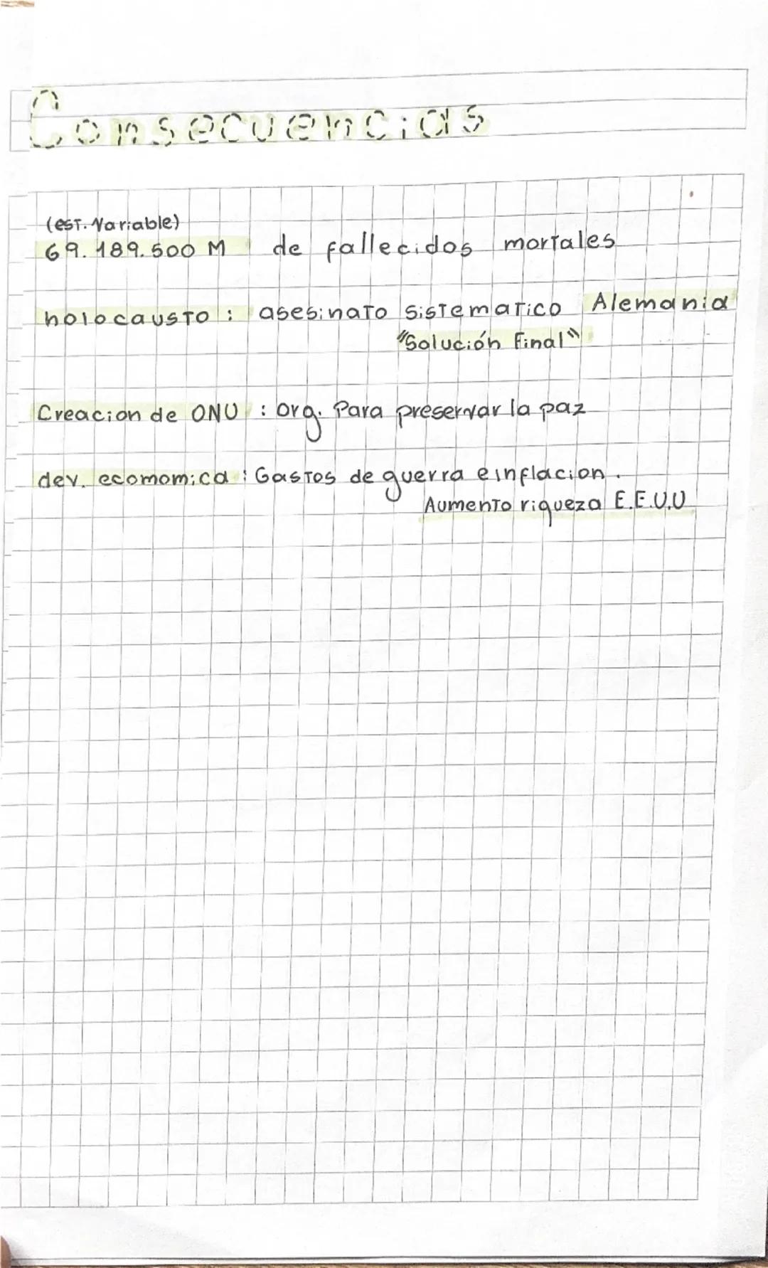 Causas / antecedentes

* Ineficiencia Soc. 1931 Japón inv. Manchuria
1933 Alem. inv. la soc. naci.
aciones unidas. 1939 Alem. inv. Austria

