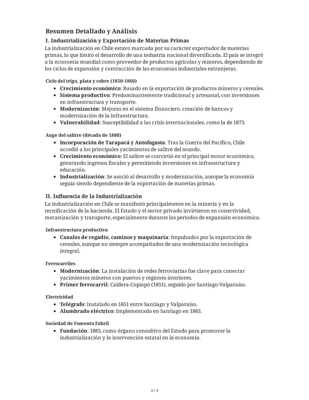 La Industria y el Salitre en Chile
1. Introducción: Industrialización en Chile
El proceso de industrialización en Chile se inserta en un con