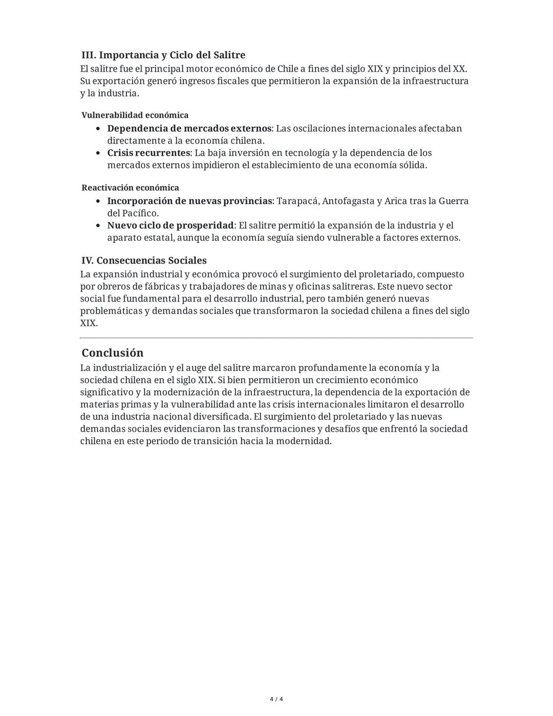 La Industria y el Salitre en Chile
1. Introducción: Industrialización en Chile
El proceso de industrialización en Chile se inserta en un con