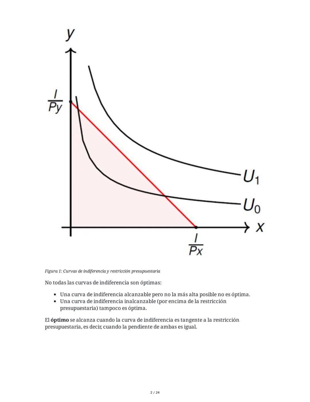 Teoría del Consumidor (Parte II) - Resumen
1. El Óptimo del Consumidor
El análisis del óptimo del consumidor busca entender cómo los individ
