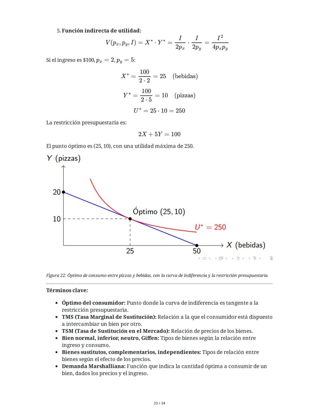 Teoría del Consumidor (Parte II) - Resumen
1. El Óptimo del Consumidor
El análisis del óptimo del consumidor busca entender cómo los individ