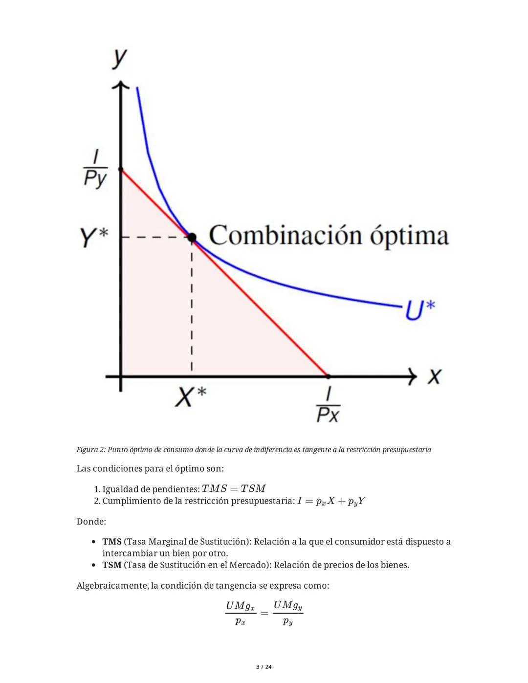 Teoría del Consumidor (Parte II) - Resumen
1. El Óptimo del Consumidor
El análisis del óptimo del consumidor busca entender cómo los individ
