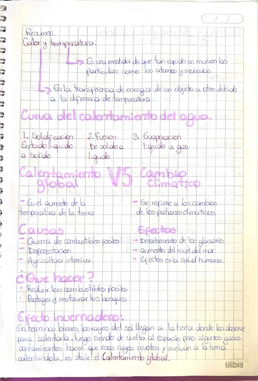 ```markdown
د
e
د
C
→
Resumen.
Calor y temperatura:

Es una medida de que tan rapido se mueven las
particulas como los atomos y moleculas

C