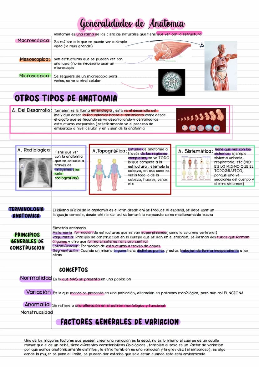 --- OCR Start ---
Generalidades de Anatomia
Anatomia es una rama de las ciencias naturales que tiene que ver con la estructura
Macroscópica: