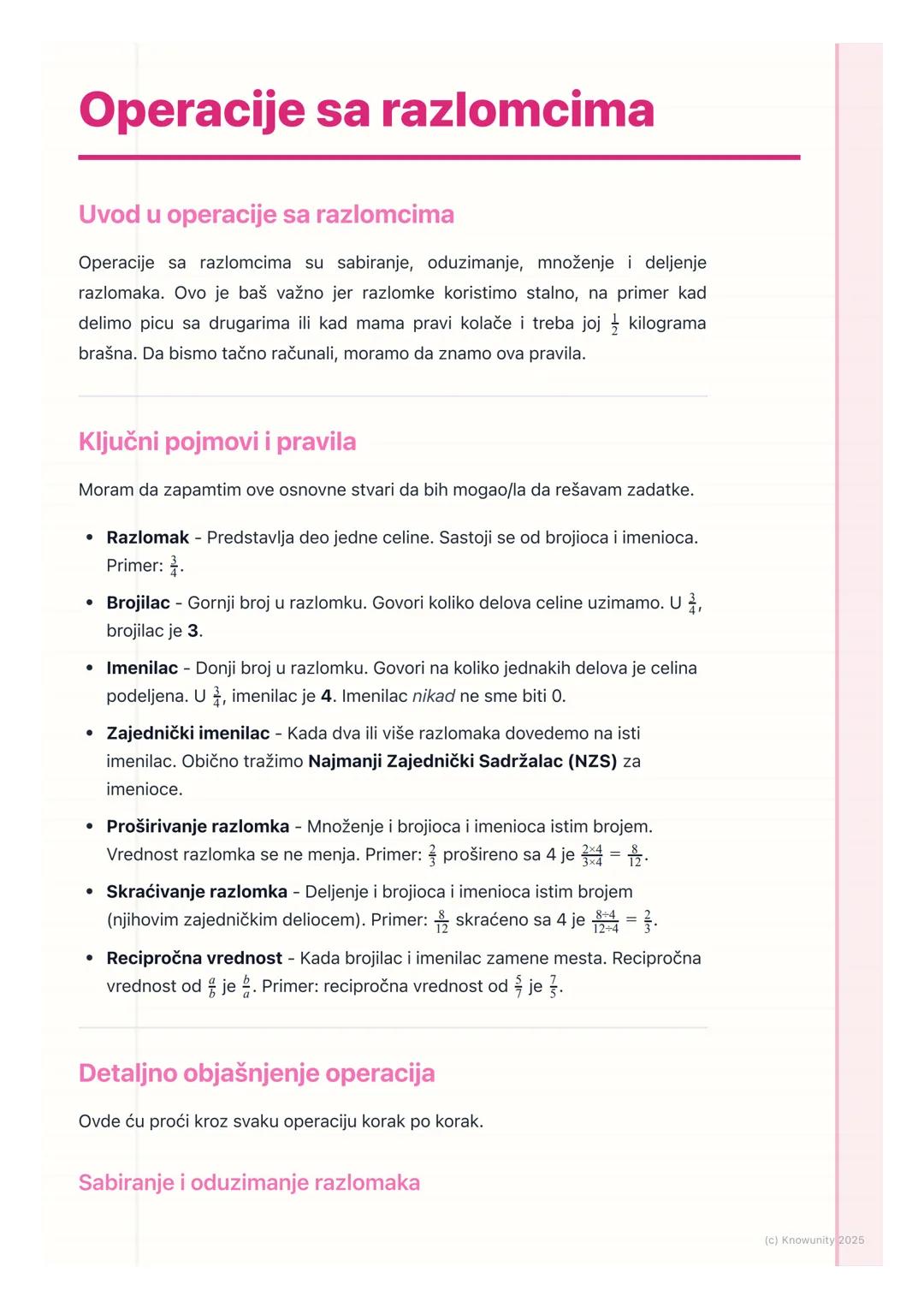 # Operacije sa razlomcima

Uvod u operacije sa razlomcima

Operacije sa razlomcima su sabiranje, oduzimanje, množenje i deljenje
razlomaka. 