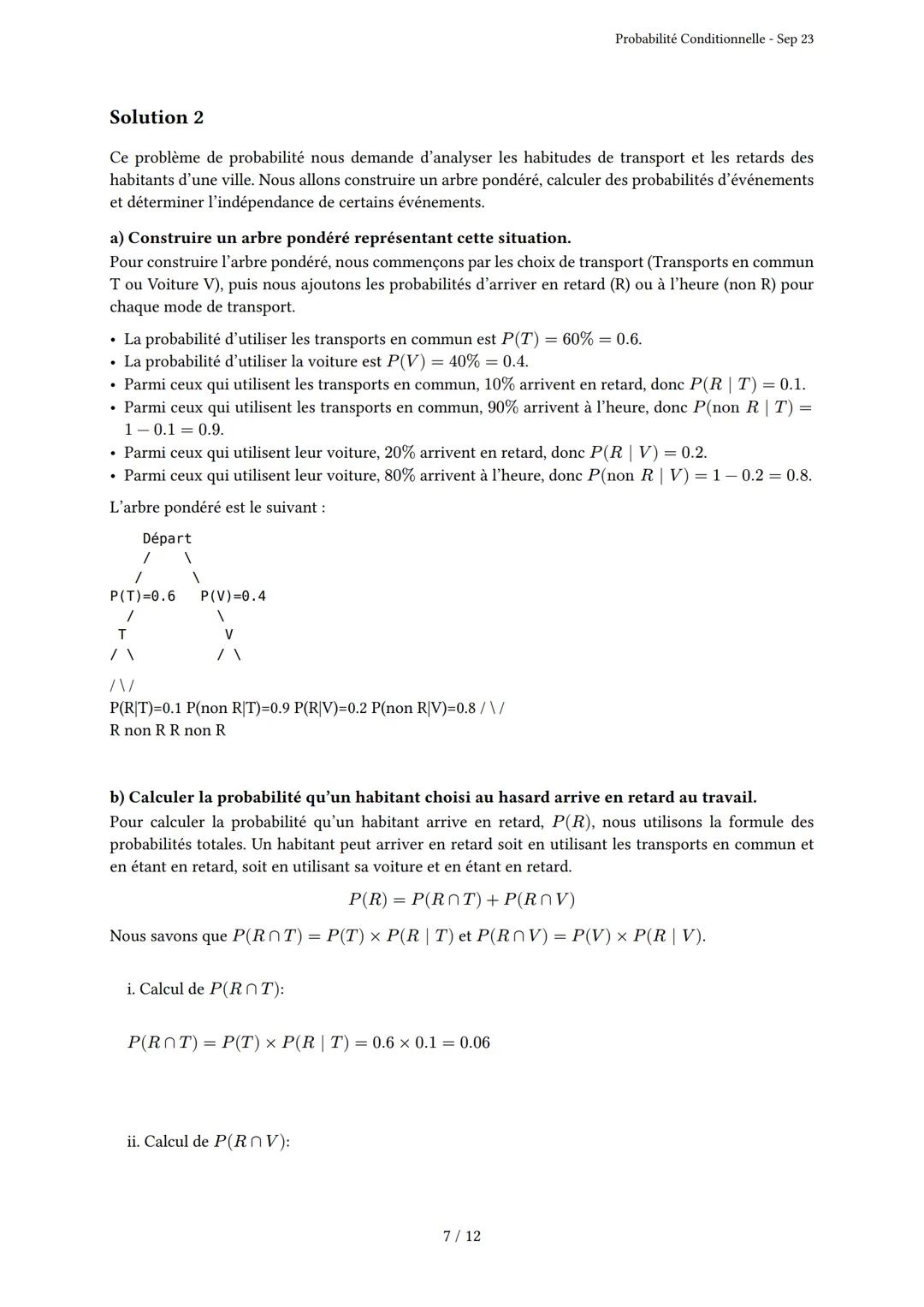 # Probabilité Conditionnelle

Généré par Knowunity.fr - Sep 23

Description: Cet examen couvre la probabilité conditionnelle, les arbres pon