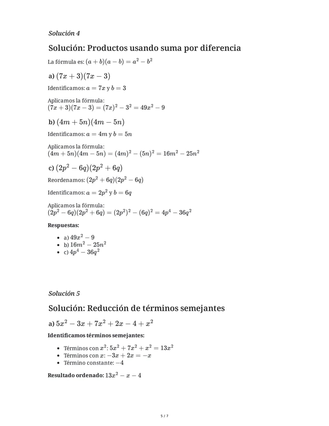 9 June 2025
Álgebra: Productos Notables y Simplificación
Tarea 1
Desarrolla los siguientes cuadrados de binomio aplicando la fórmula corresp