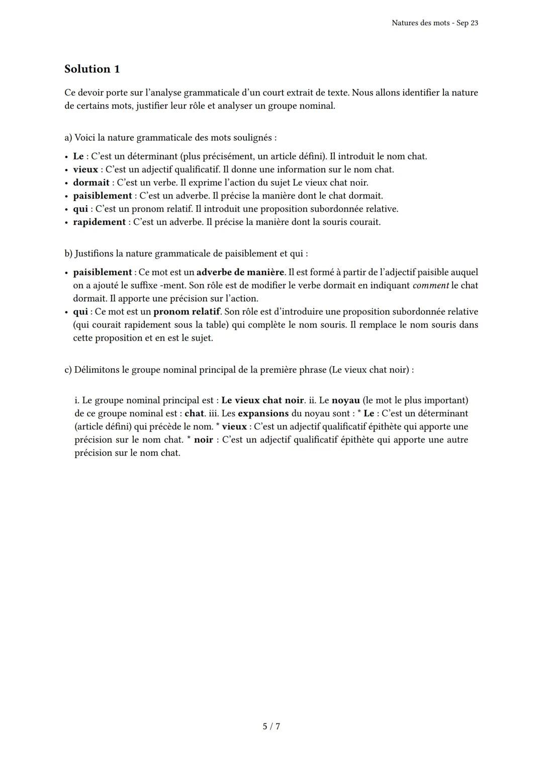 # Natures des mots

Généré par Knowunity.fr - Sep 23

Description: Cet examen couvre les natures et classes grammaticales des mots en frança