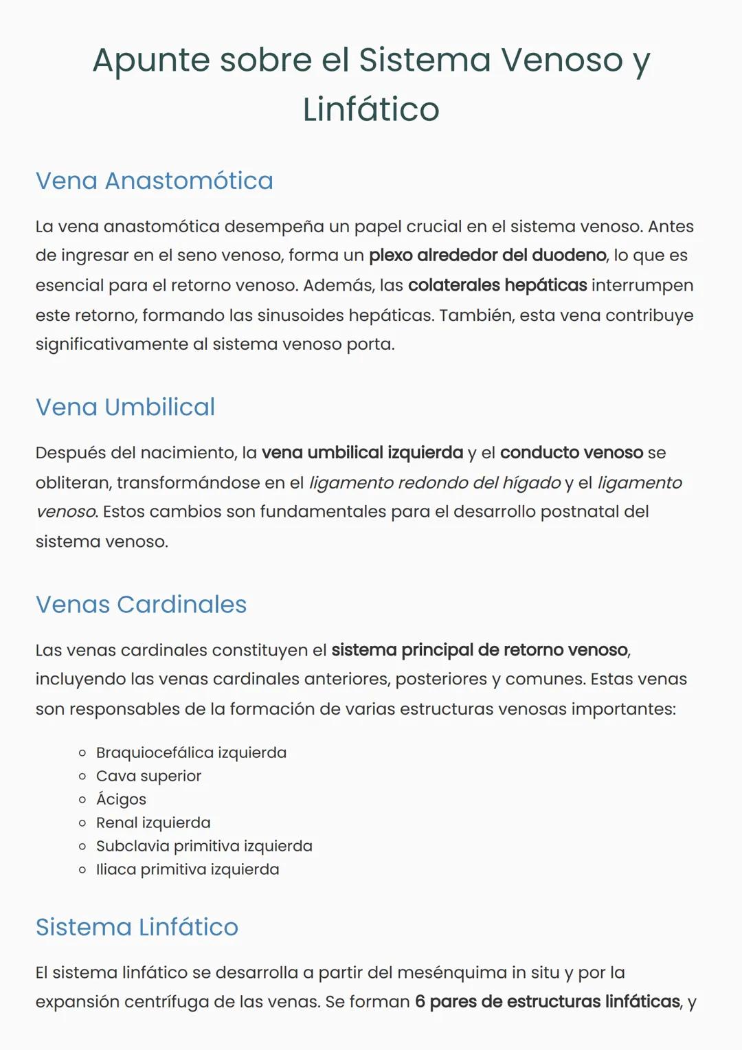 # Apunte sobre el Sistema Venoso y
# Linfático
## Vena Anastomótica
La vena anastomótica desempeña un papel crucial en el sistema venoso.
