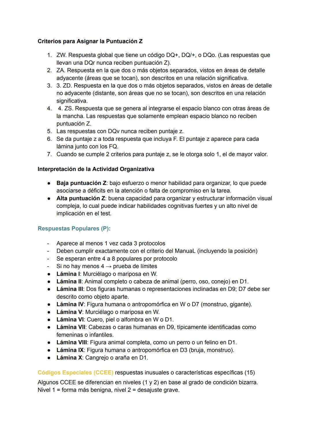 # Test de Rorschach
Determinantes
Los determinantes se refieren a las cualidades perceptuales que el evaluado utiliza en su
respuesta:
-
