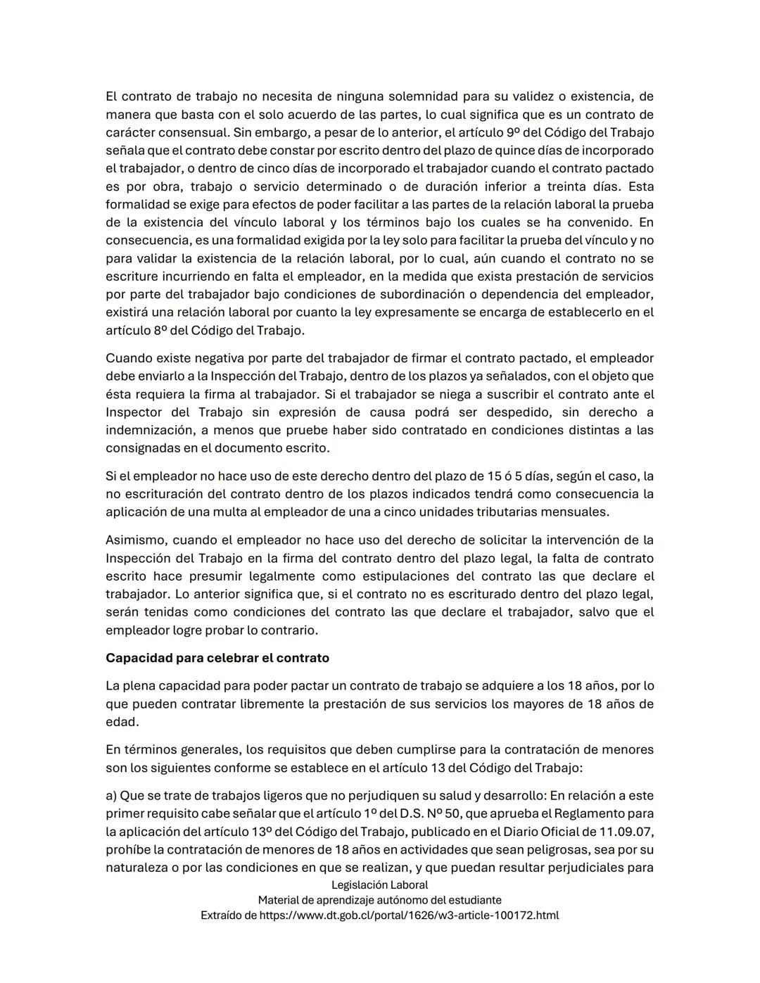 # Contrato Individual de Trabajo
## Concepto
Según lo señalado por el artículo 7° del Código del Trabajo, el contrato individual de trabaj