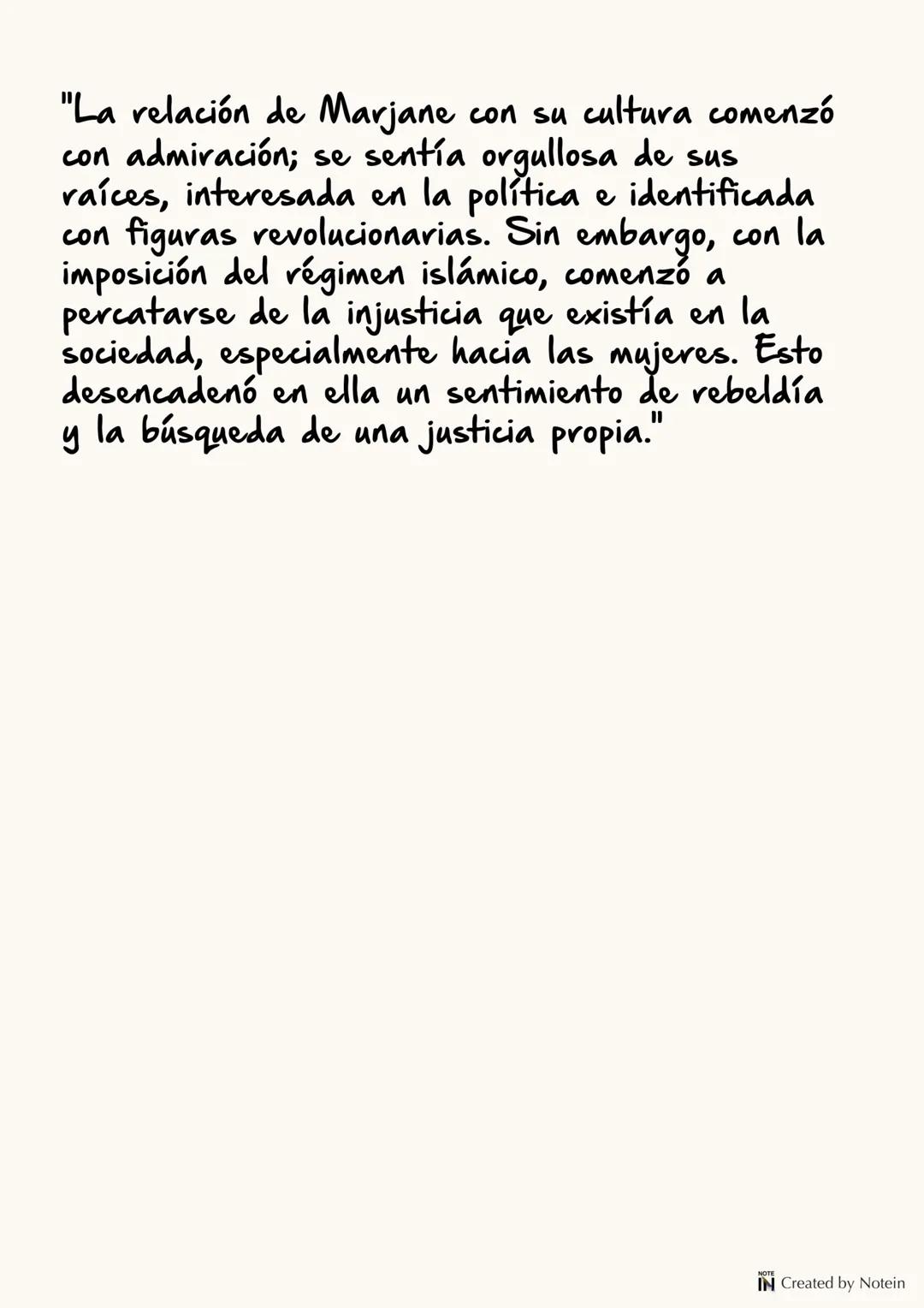 # PERSÉPOLIS Uno
IN Created by Notein # Caracterización de la protagonista
La protagonista era una niña valiente y curiosa,
aunque se dej