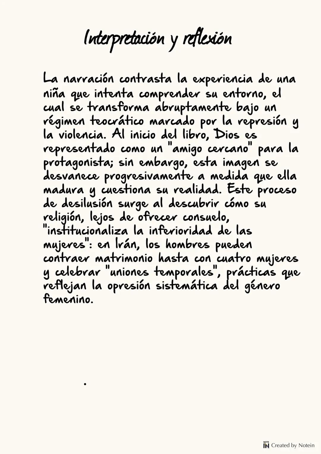 # PERSÉPOLIS Uno
IN Created by Notein # Caracterización de la protagonista
La protagonista era una niña valiente y curiosa,
aunque se dej