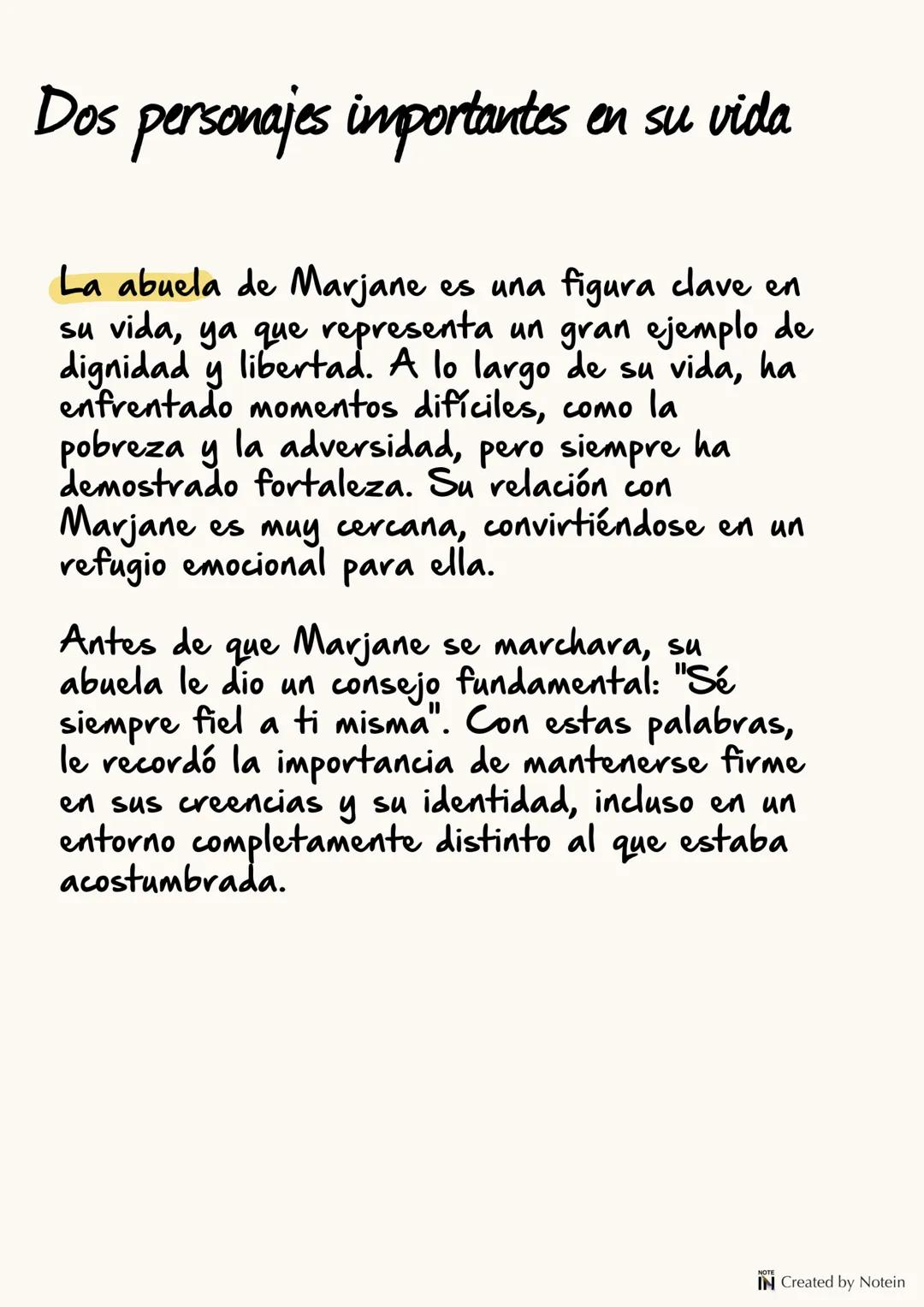 # PERSÉPOLIS Uno
IN Created by Notein # Caracterización de la protagonista
La protagonista era una niña valiente y curiosa,
aunque se dej