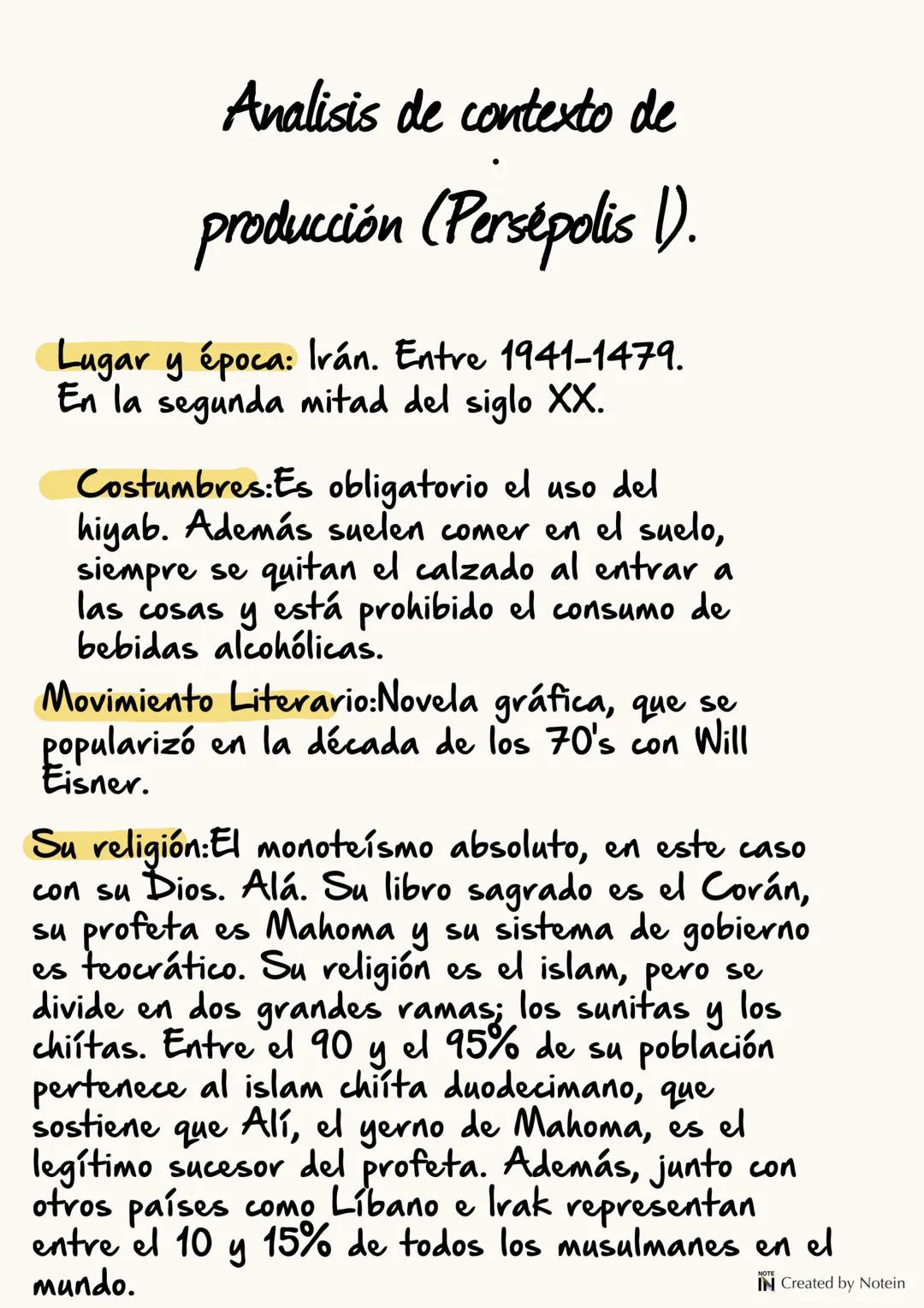 # PERSÉPOLIS Uno
IN Created by Notein # Caracterización de la protagonista
La protagonista era una niña valiente y curiosa,
aunque se dej