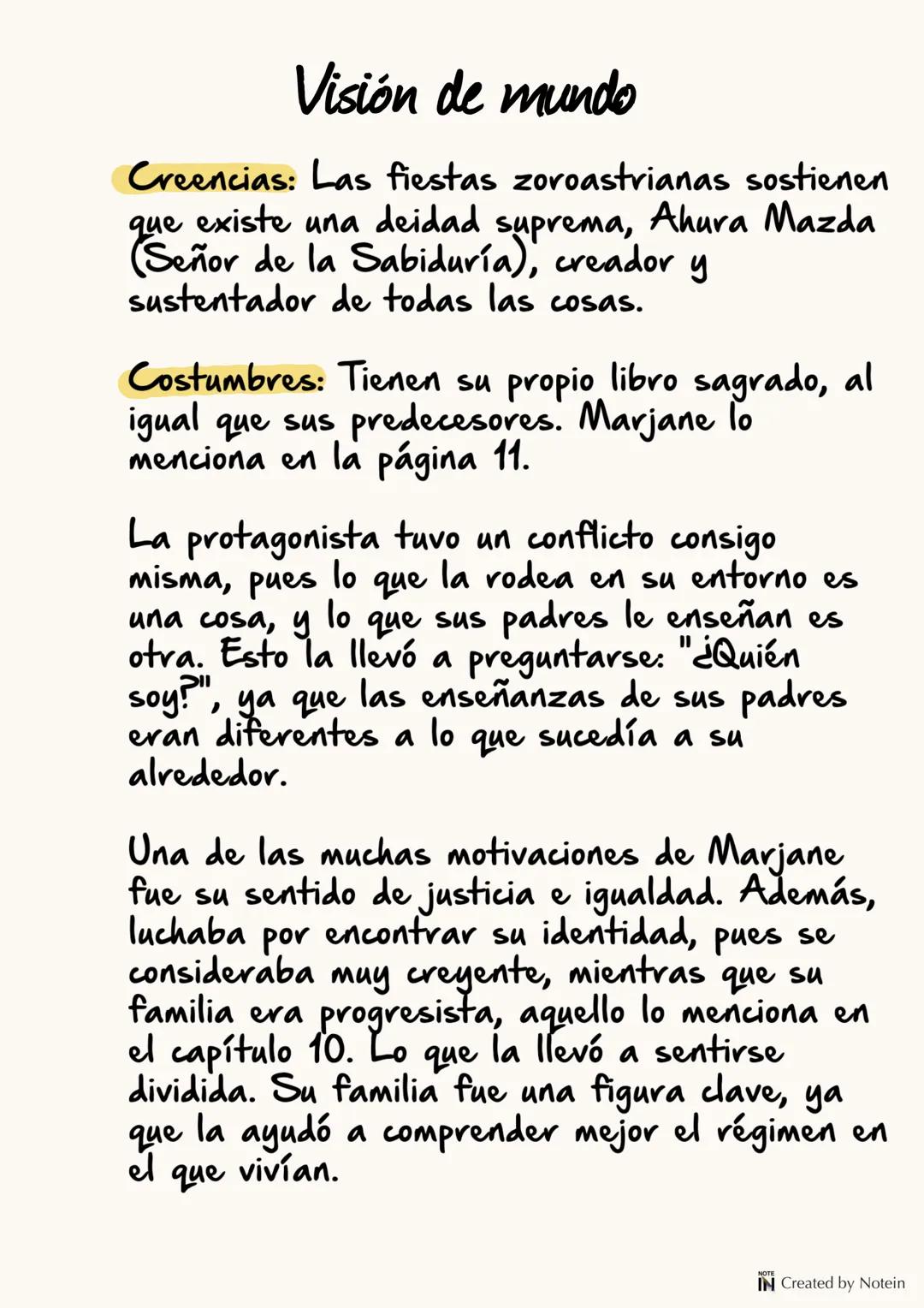 # PERSÉPOLIS Uno
IN Created by Notein # Caracterización de la protagonista
La protagonista era una niña valiente y curiosa,
aunque se dej