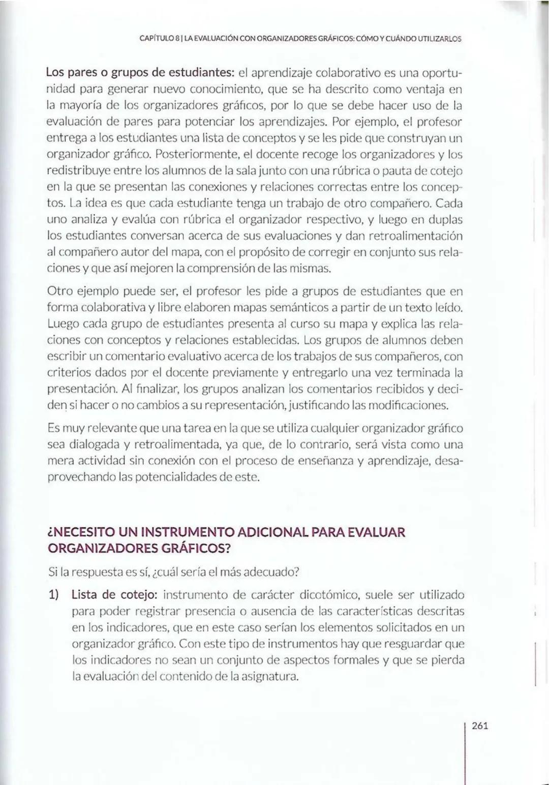 # CAPÍTULO 8
La evaluación con
organizadores
gráficos: cómo y
cuándo utilizarlos
Paola Marchant-Araya
8 # CAPÍTULO 8 | LA EVALUACIÓN CON OR