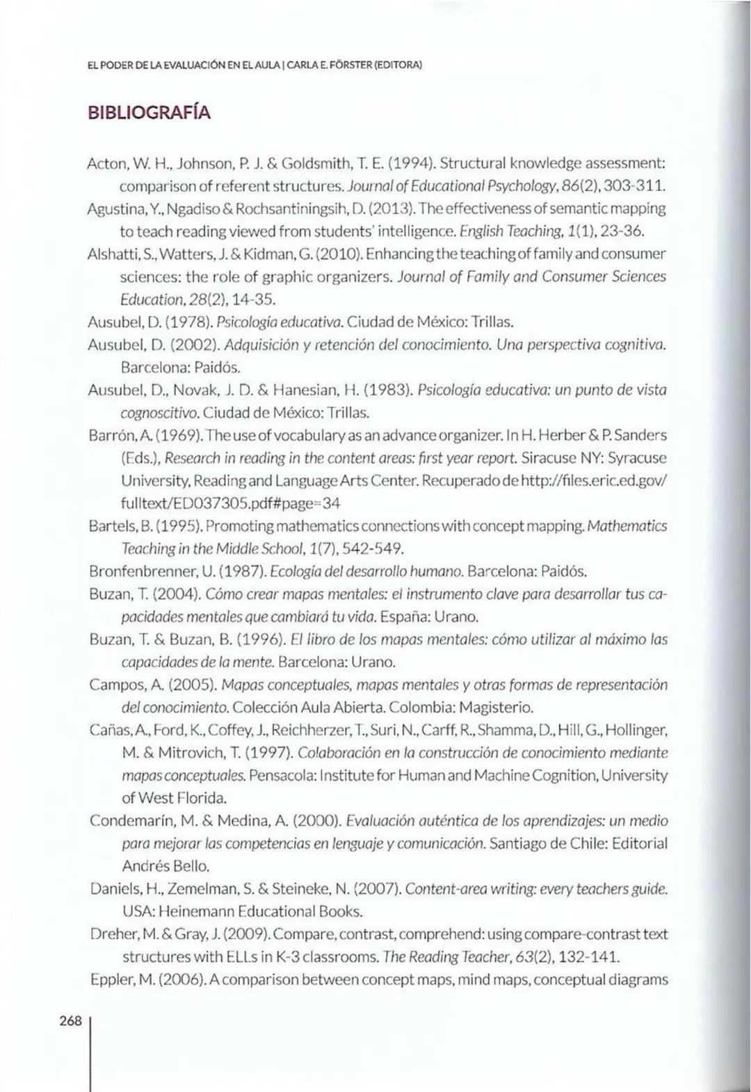 # CAPÍTULO 8
La evaluación con
organizadores
gráficos: cómo y
cuándo utilizarlos
Paola Marchant-Araya
8 # CAPÍTULO 8 | LA EVALUACIÓN CON OR