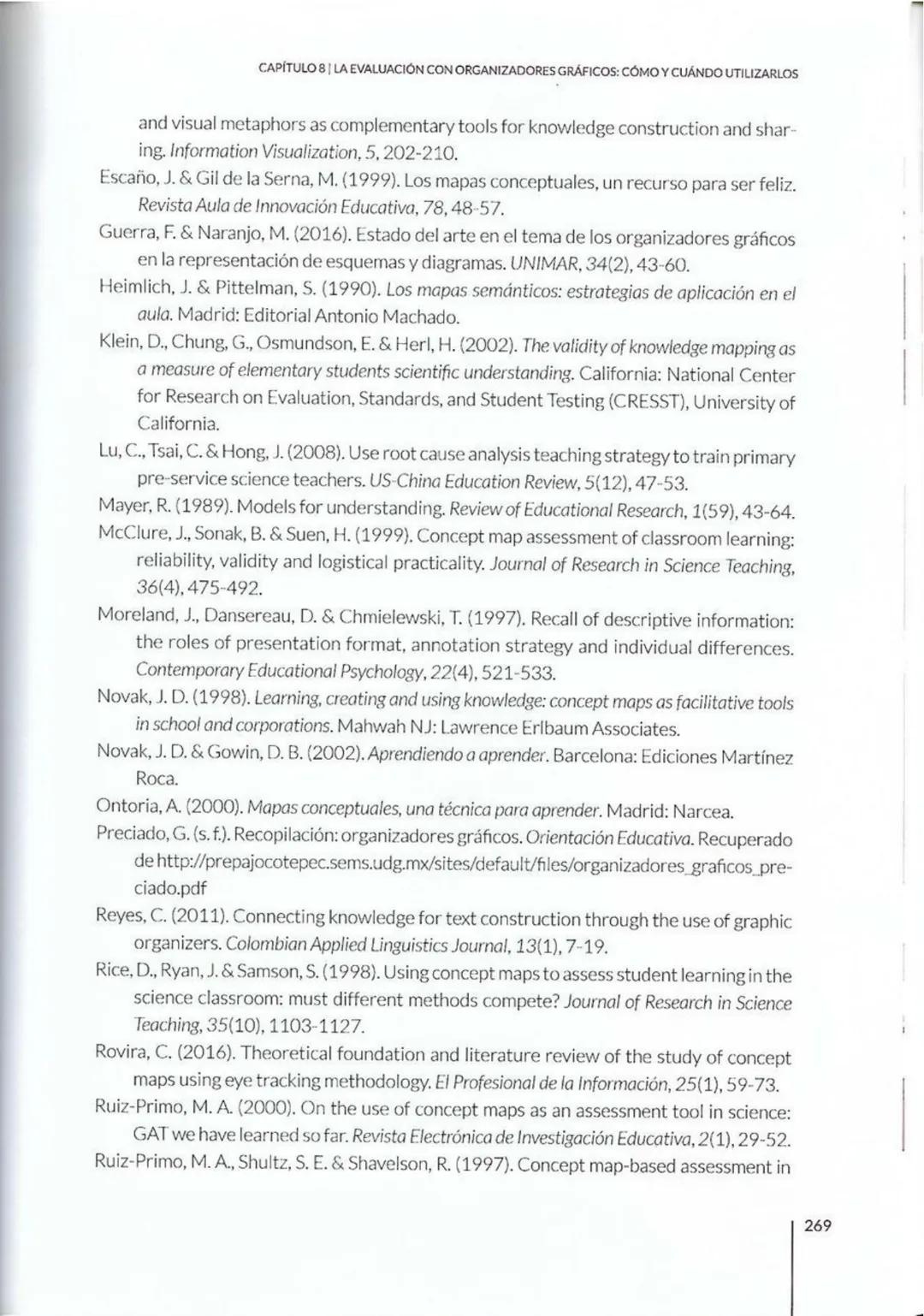 # CAPÍTULO 8
La evaluación con
organizadores
gráficos: cómo y
cuándo utilizarlos
Paola Marchant-Araya
8 # CAPÍTULO 8 | LA EVALUACIÓN CON OR
