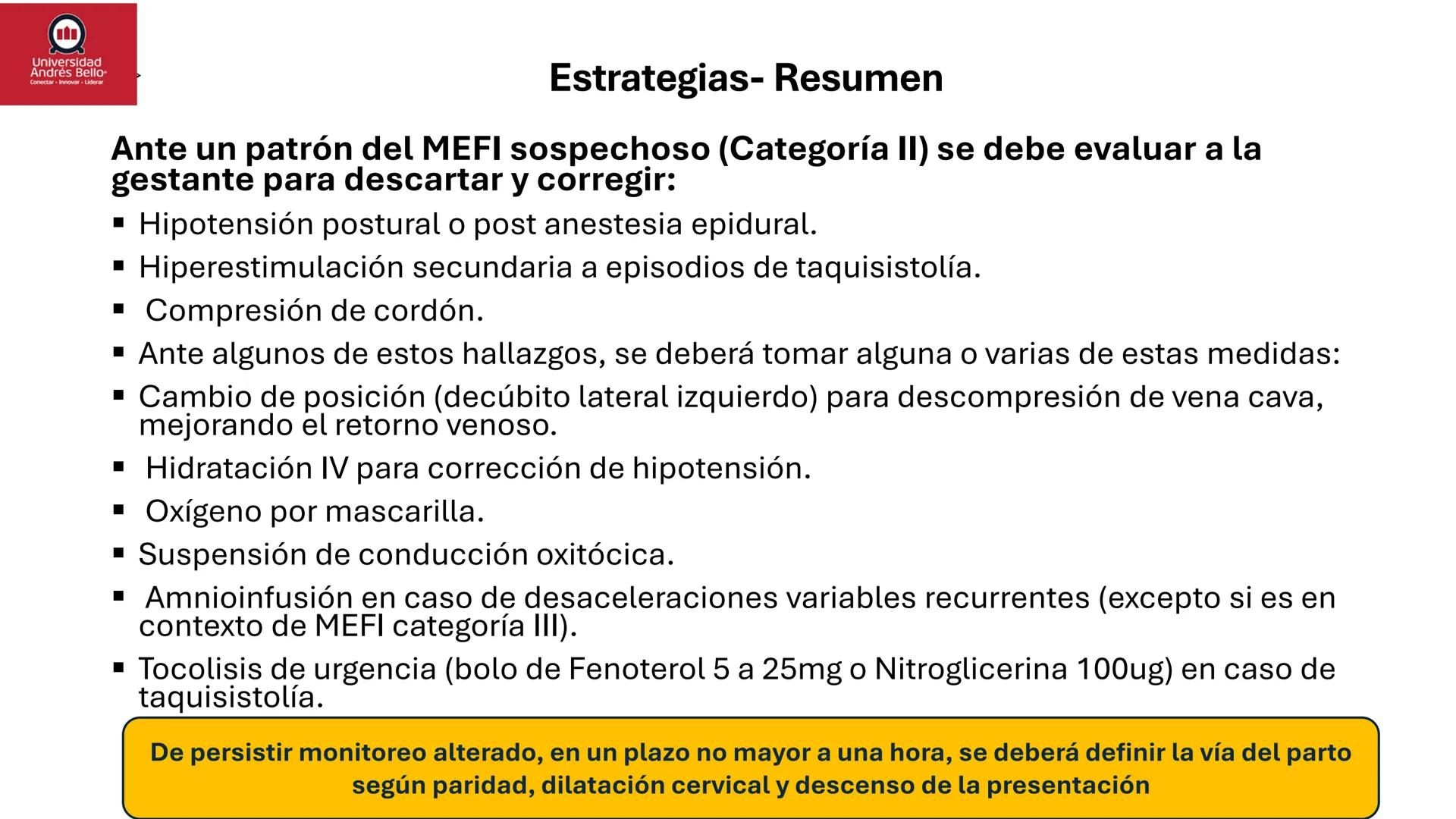 --- OCR Start ---
Universidad
Andrés Bello
Conectar-Innovar-Liderar
CLASE 12
Monitorización Electrónica Fetal
Vigilancia intraparto II: MEFI