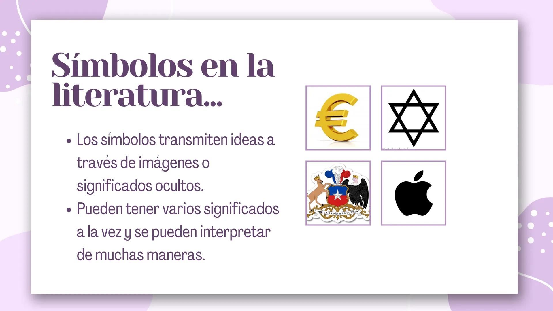 # Símbolos
literarios
Profe: María José Ahumada S # Objetivo de la clase
Comprender la importancia de los
símbolos dentro de la literatura