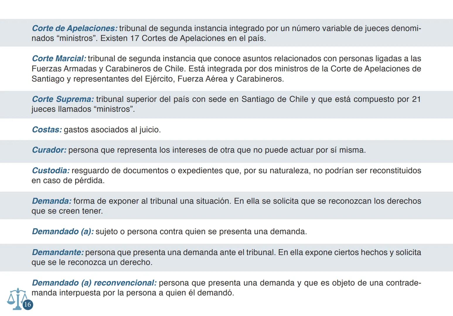 # GLOSARIO DE TÉRMINOS
## JURÍDICOS
COMISIÓN
LENGUAJE
CLARO
PODER JUDICIAL
REPUBLICA DE CHILE PODER JUDICIAL
REPUBLICA DE CHILE | COMISIÓ