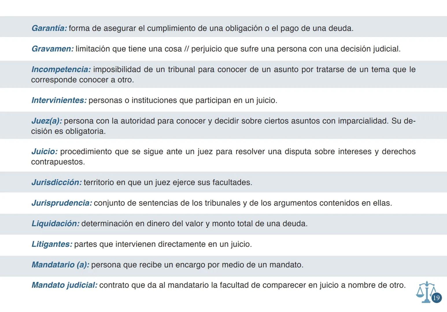 # GLOSARIO DE TÉRMINOS
## JURÍDICOS
COMISIÓN
LENGUAJE
CLARO
PODER JUDICIAL
REPUBLICA DE CHILE PODER JUDICIAL
REPUBLICA DE CHILE | COMISIÓ