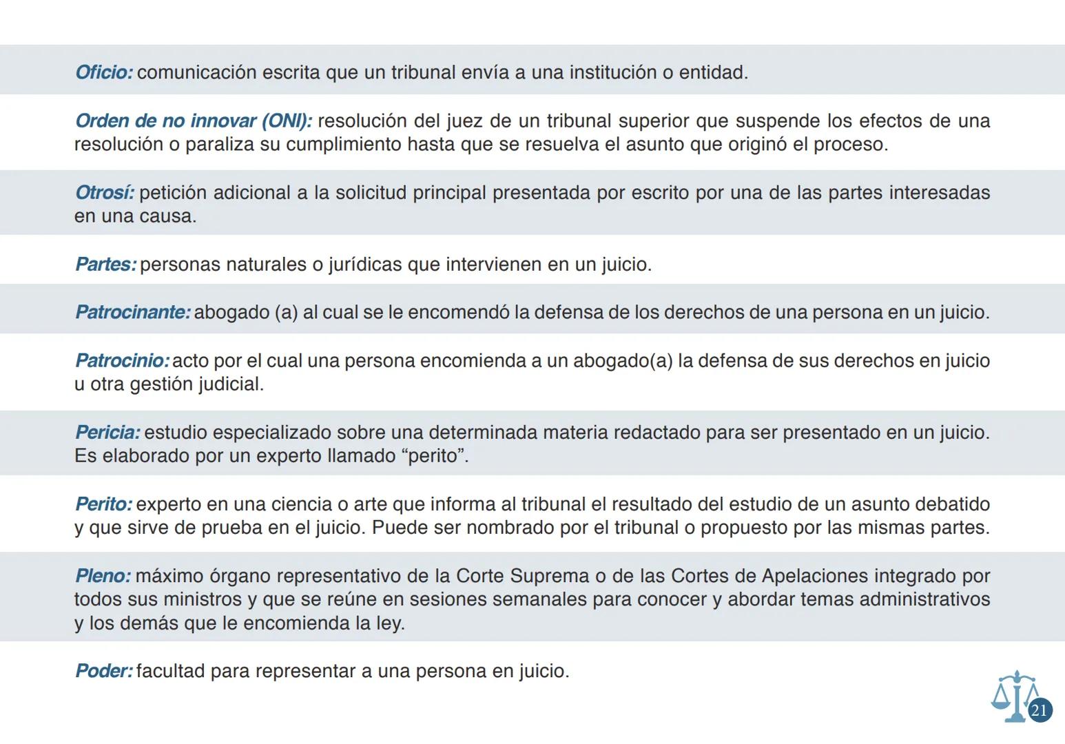 # GLOSARIO DE TÉRMINOS
## JURÍDICOS
COMISIÓN
LENGUAJE
CLARO
PODER JUDICIAL
REPUBLICA DE CHILE PODER JUDICIAL
REPUBLICA DE CHILE | COMISIÓ
